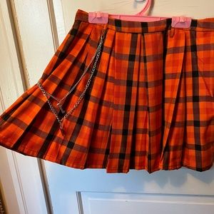 Hot Topic orange halloween school uniform skirt - pleated skirt - tennis skirt